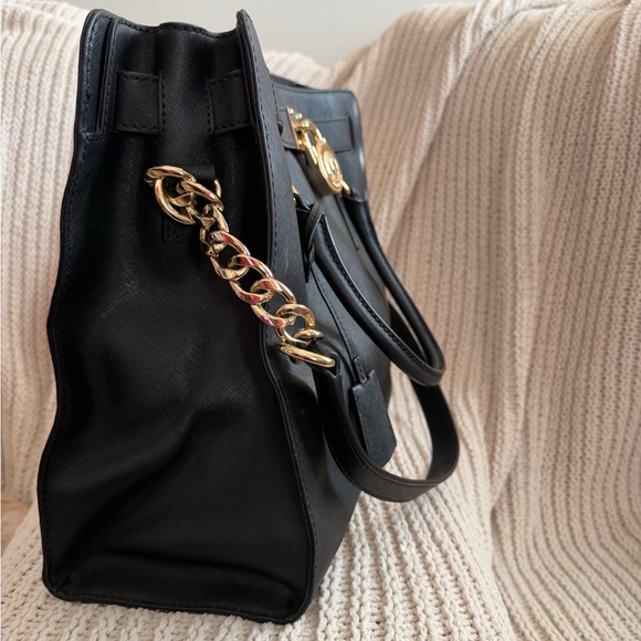 SALE! Michael Kors Hamilton Large Satchel 30S2GHMT3L Black Saffiano Finish - Picture 2 of 11